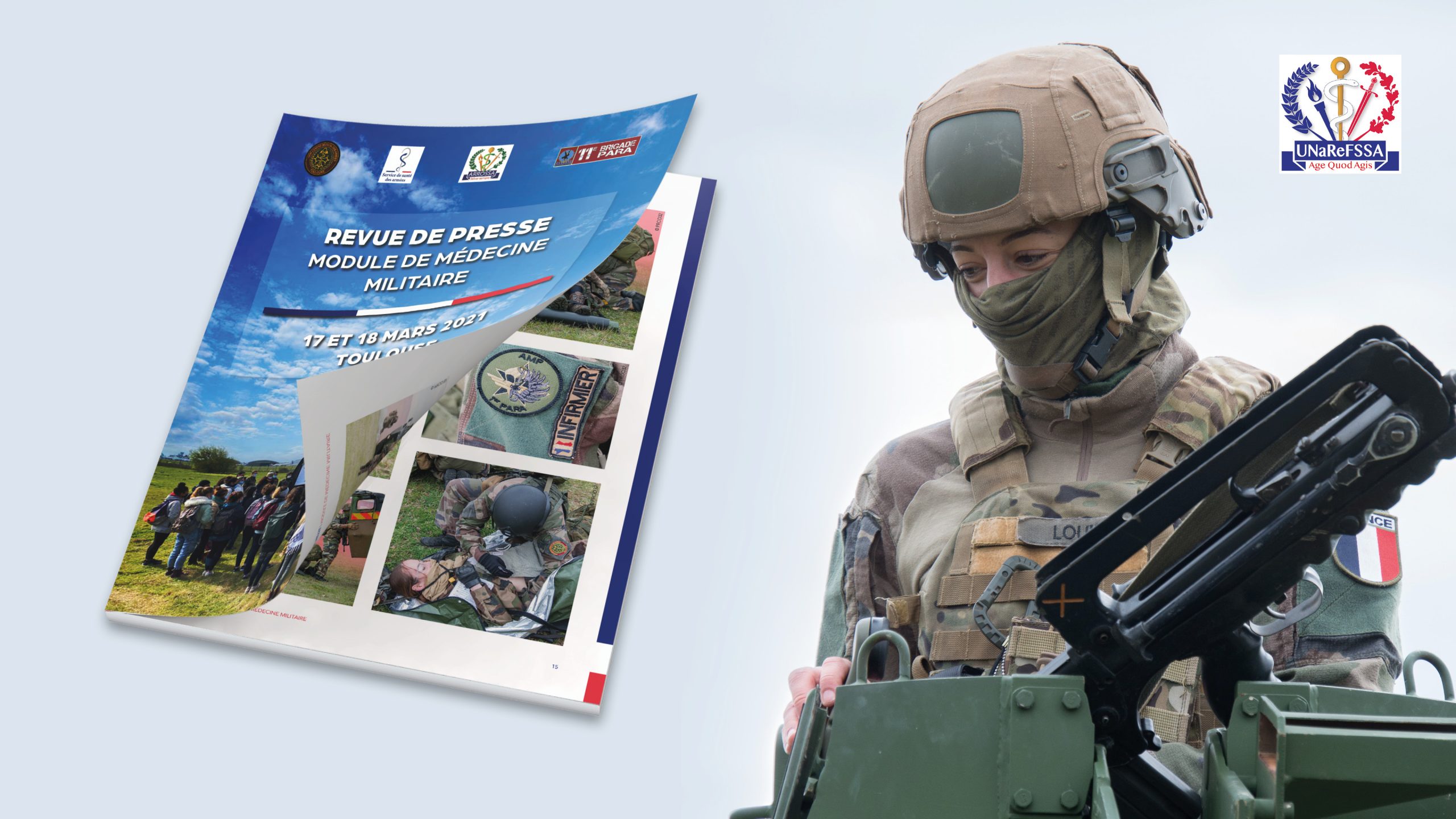 Réalisation de la revue de presse suite au module de médecine militaire de Toulouse organisé par l'UNaRéFSSA